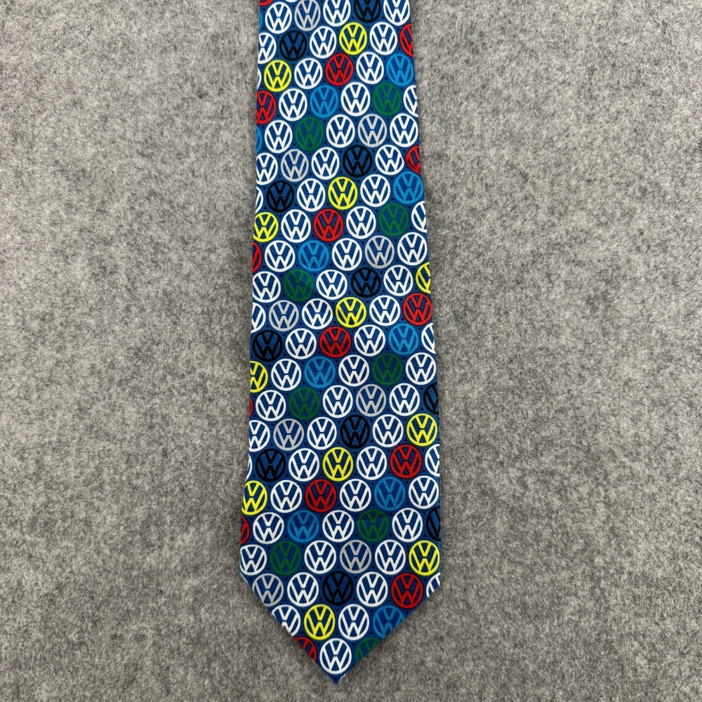 Ralph Marlin Volkswagen VW Logo All Over Print Mens Silk Feel Blue Novelty Tie